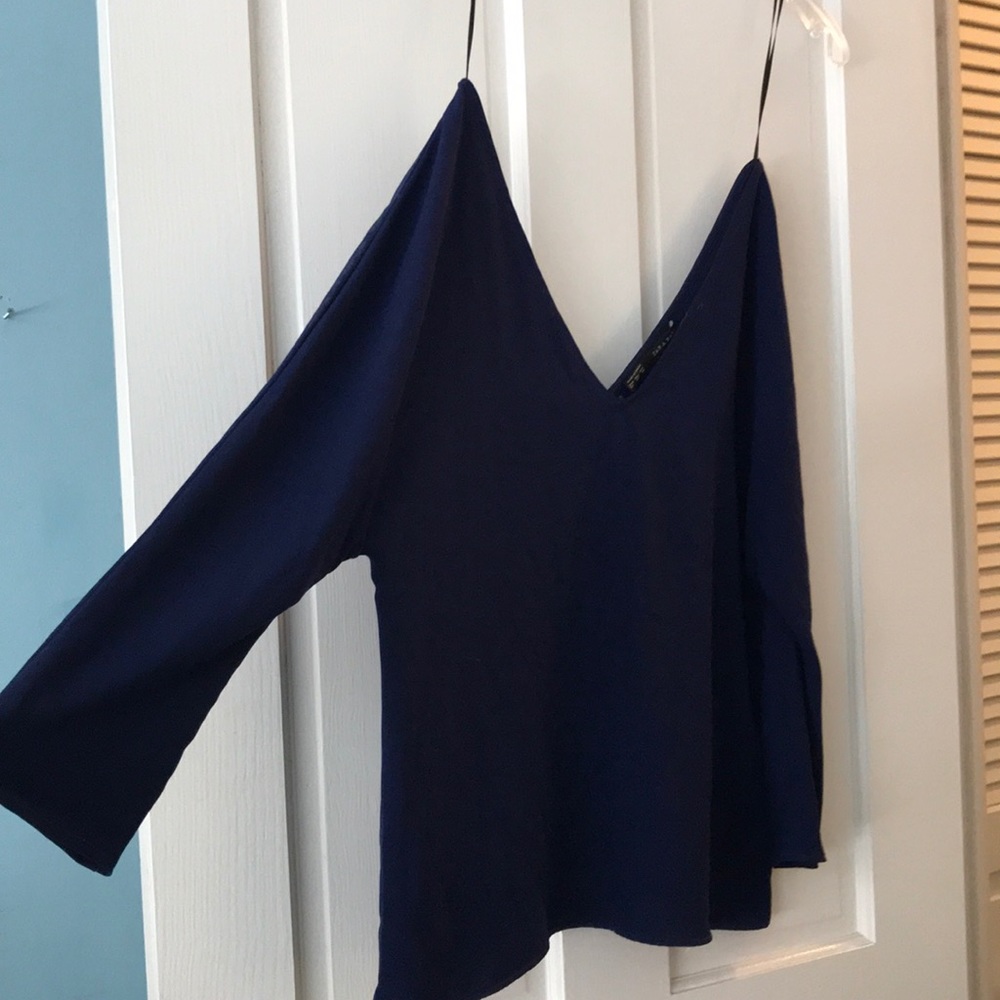 Dark blue silk top Zara